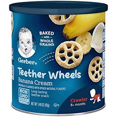 Gerber Baked Teether Wheels, Banana Cream Crunchy Teether Snack, Baby Crackers