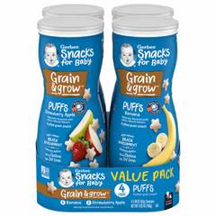 Gerber Snacks Grain & Grow Baby Banana & Strawberry Apple Puffs - 4 ct