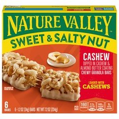Nature Valley Sweet & Salty Nut Butter Dipped Cashew Chewy Granola Bars 6 Pack