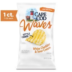 Cape Cod White Cheddar & Sour Cream Wavy Kettle Cooked Potato Chips - 7 Oz