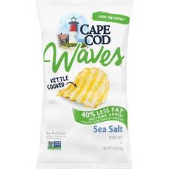 Cape Cod Kettle Cooked Waves 40% Less Fat Sea Salt Potato Chips 7.5 Ounces