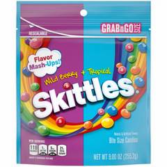 SKITTLES Flavor Mash-Ups Wild Berry and Tropical Chewy Candy, Grab N Go, 9 oz Resealable Bag