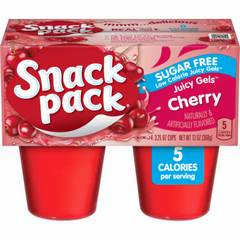 Snack Pack Zero Sugar Cherry Flavored Low Calorie Juicy Gels Cups - 4 - 3.25 Oz