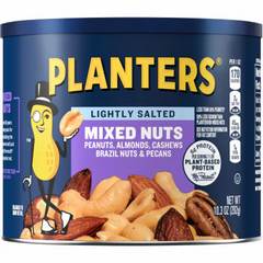 Planters Lightly Salted Mixed Nuts Peanuts Almonds Cashews Pecans Brazil 10.3 Oz