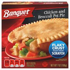 Banquet Chicken and Broccoli Pot Pie, Frozen Meal, 7 oz.