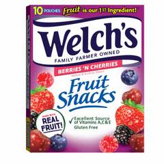 Welch's Berries 'N Cherries Fruit Snacks Pouches Multipack - 10-0.8 Oz