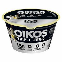 Oikos Triple Zero Vanilla High Protein Nonfat Greek Yogurt Cup