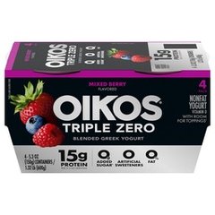 Oikos Triple Zero Mixed Berry High Protein Nonfat Greek Yogurt Cups