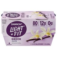 Dannon Light + Fit Vanilla Greek Fat Free Yogurt Cups