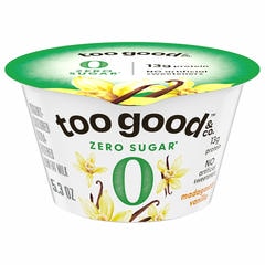 Too Good & Co. Madagascar Vanilla Zero Sugar Yogurt Cultured Low Fat Milk Product Cup