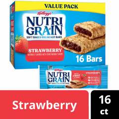 Nutri-Grain Breakfast Bars, Made with 10g Whole Grains, Snack Bars, Strawberry, 20.8oz Box (16 Count)