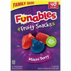 Funables Fruity Snacks, Mixed Berry, Family Size, 40-0.8 oz Pouches