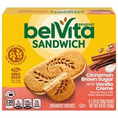 belVita Cinnamon Brown Sugar with Vanilla Creme Breakfast Bar Biscuit Sandwiches