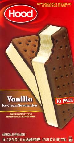 Hood Ice Cream Sandwich - 10-3.75 Oz
