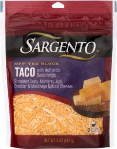 Sargento Taco Shredded Cheese with Authentic Seasonings, Traditional Cut, 8 oz.