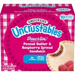 Smucker's Uncrustables Peanut Butter and Raspberry Spread Sandwiches, 2.0 oz, 10 count