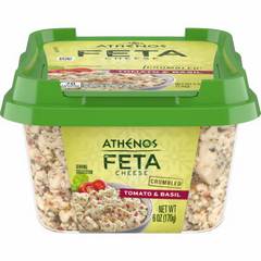 Athenos Cheese Feta Crumbled Basil & Tomato Natural - 6 Oz