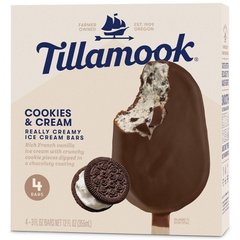 Tillamook Cookies & Cream Ice Cream Bars, 4 Count, 12 Fz, Individually Wrapped - 4-3 FZ