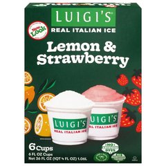 LUIGIS Real Italian Ice Fat Free Lemon And Strawberry - 6-6 Fl. Oz.