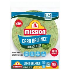Mission Carb Balance Spinach Herb Tortilla Wraps 8 Count