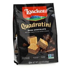 Loacker Quadratini Cookies Wafer Bite Size Dark Chocolate - 8.82 Oz