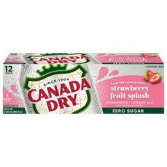 Canada Dry Fruit Splash Strawberry Ginger Ale Zero Sugar Soda Cans