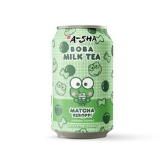 A-Sha Hello Kitty Boba Milk Tea - Matcha Keroppi, 10.5 oz