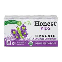 Honest Kids Goodness Grapeness Organic Juice Drink Cartons, 6 fl oz, 8 Pack