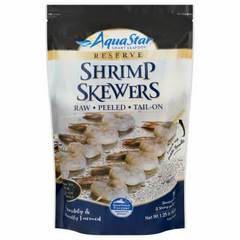 Aqua Star Farm Raised Raw Peeled Tail-On Shrimp Skewers - 10 ct Frozen