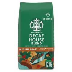 Starbucks Decaf House Blend Ground Coffee, Medium Roast, 12 oz