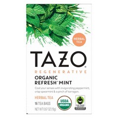 Tazo Regenerative Organic Caffeine Free Refresh Mint Herbal Tea Bags