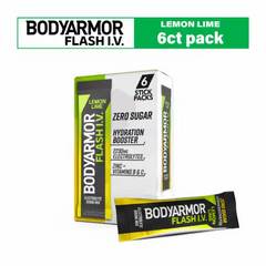 BODYARMOR Flash IV Zero Sugar Lemon Lime Pouches, 0.25 dry oz, 6 Pack