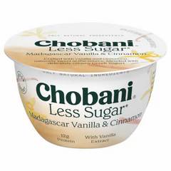 Chobani Madagascar Vanilla Cinnamon Less Sugar Low Fat Greek Yogurt Cup