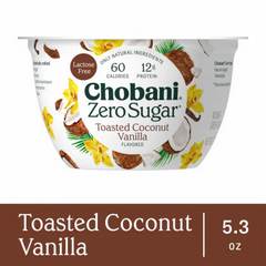 Chobani Zero Sugar Toasted Coconut Vanilla Greek Yogurt Cup