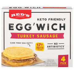 Red's Gluten Free Turkey Sausage Egg & Cheese Egg'Wich - 4 ct Frozen