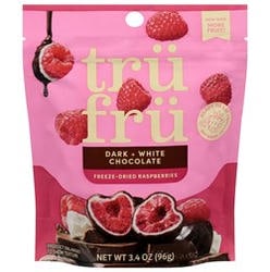 Tru Fru Hyper Dried White and Dark Chocolate Raspberries 3.4 ounces