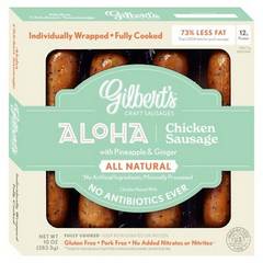 Gilbert's Cooked Aloha Antibiotic Free Chicken Sausage Links 10oz Package
