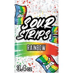 Sour Strips Rainbow Flavored Chewy Candy Bag - 3.4 Oz