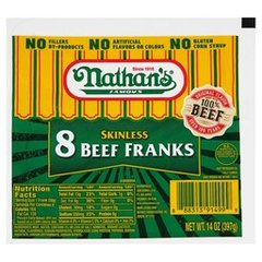 Nathan's Skinless Beef Franks 8 Ea