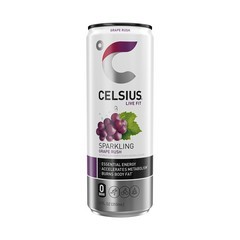 CELSIUS Sparkling Grape Rush, Functional Energy Drink 12 Fl Oz Single Can